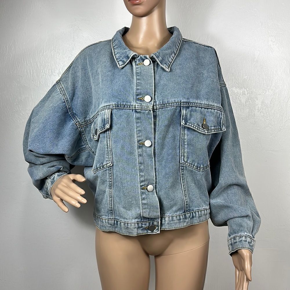 ❤️Last Chance Andree By Unit “Heat” Print Long Sleeve Jean Jacket Size S